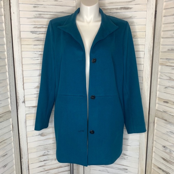 J. Jill Jackets & Blazers - J. JILL Berkshires Coat Peacock Blue Peacoat XL